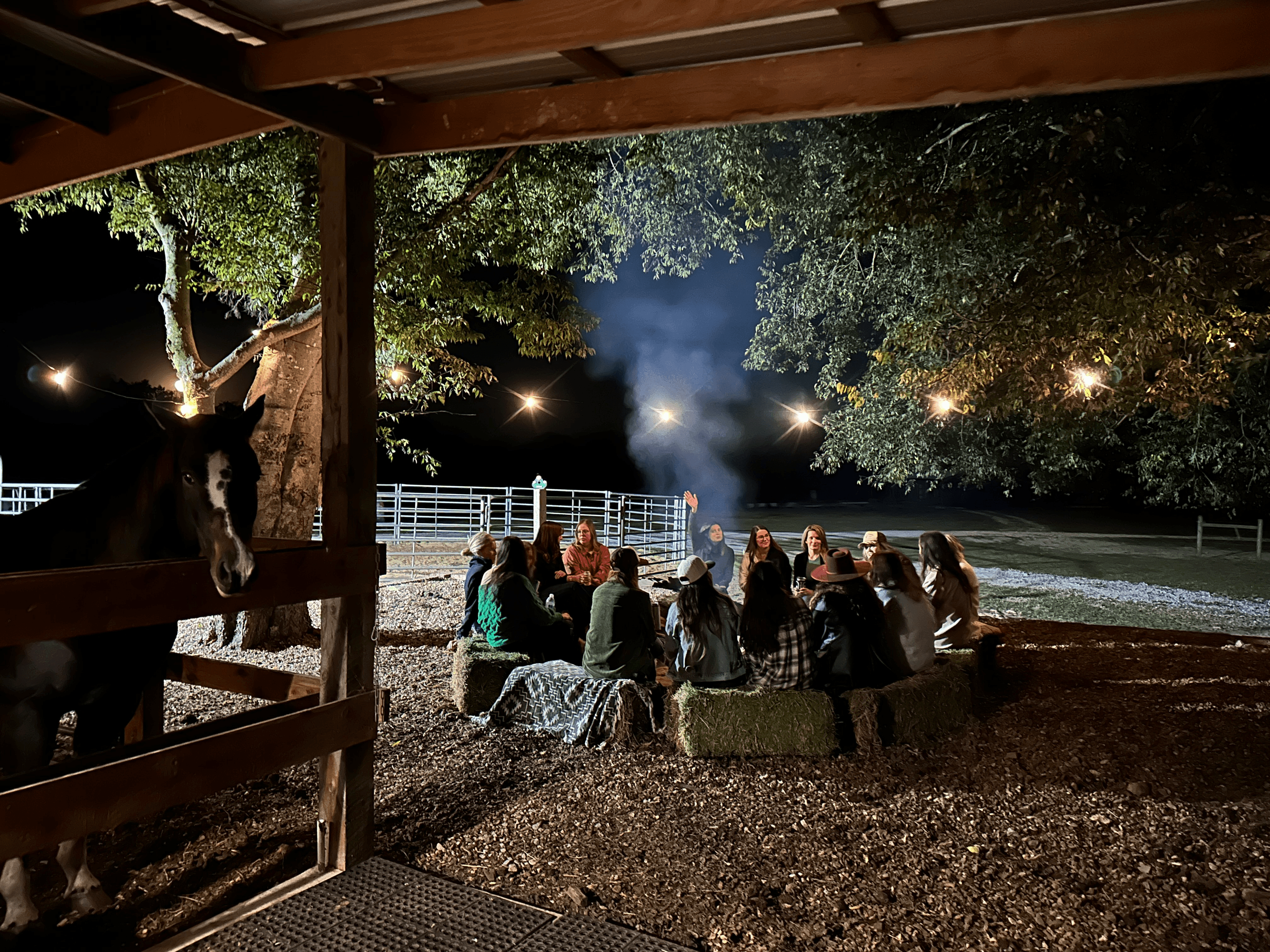 Campfire evening at the ranch