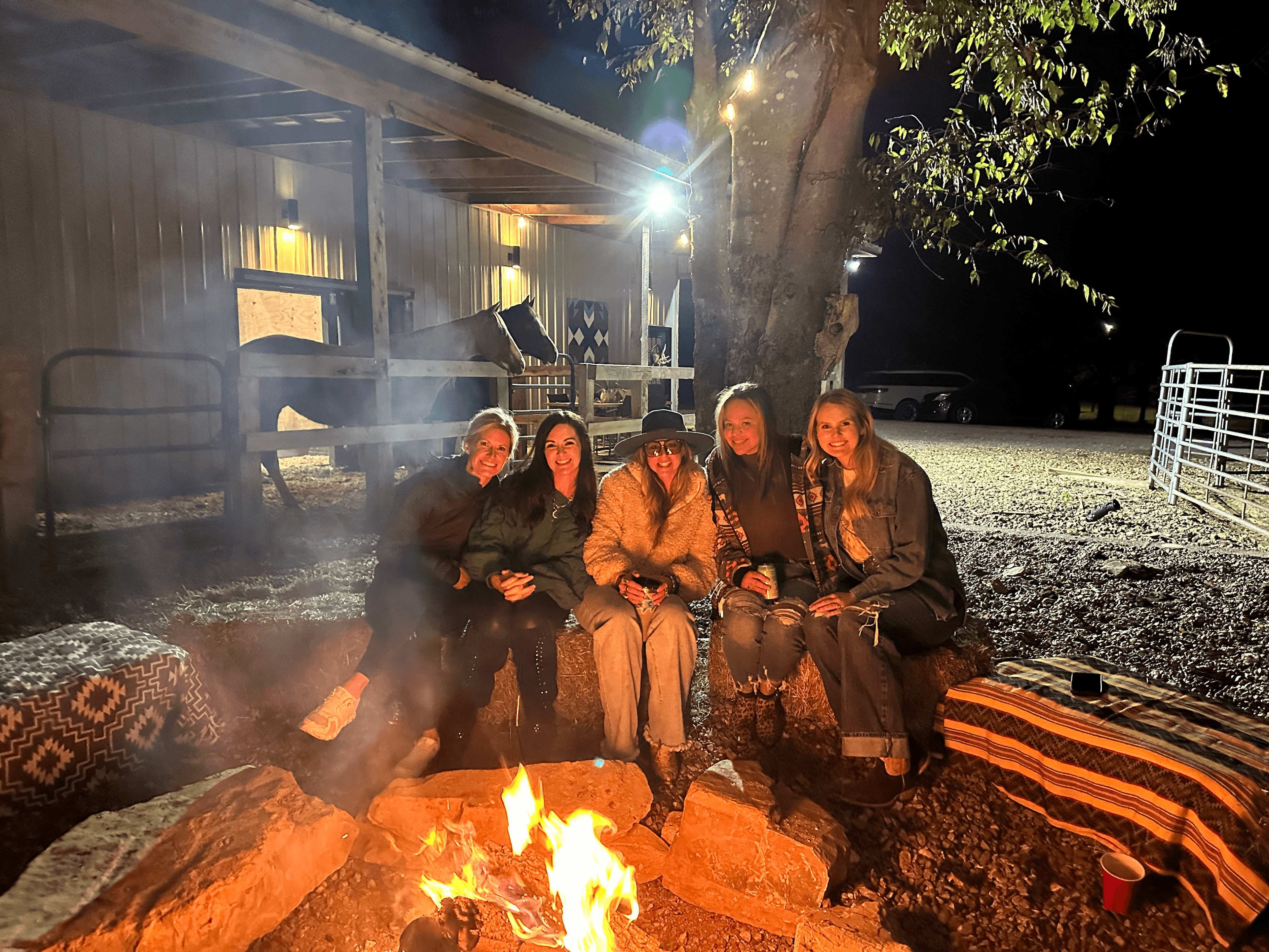 Campfire gathering at the ranch